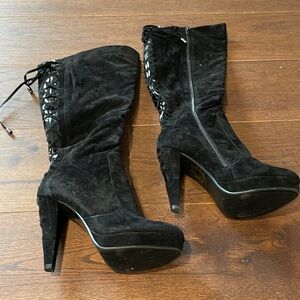 Shoe Dazzle Black Suede Over the Knee Boots Size 9